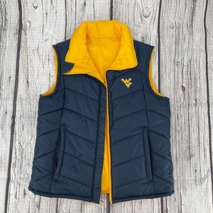Women's Columbia Puffer Vest WVU West Virginia Reversible Quilted Winter Vest Si